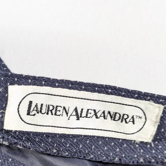 Lauren Alexandra Women’s 8 Navy Polka Dot Rayon Blazer Skirt Suit Set Hong Kong - Picture 8 of 10